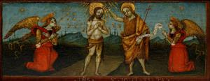 Lombard school, late 15th century, Baptism of Christ with two angels